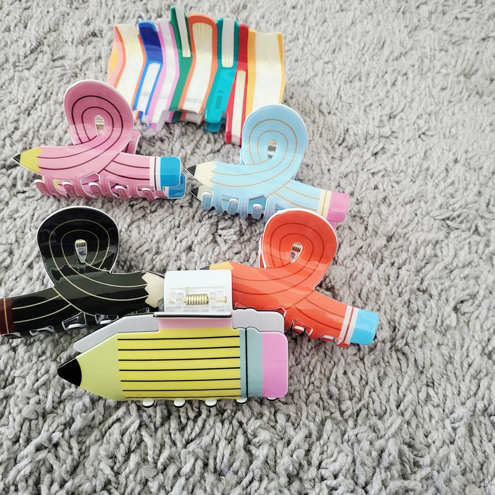 Pencil Hairclaw clips - Set of 6